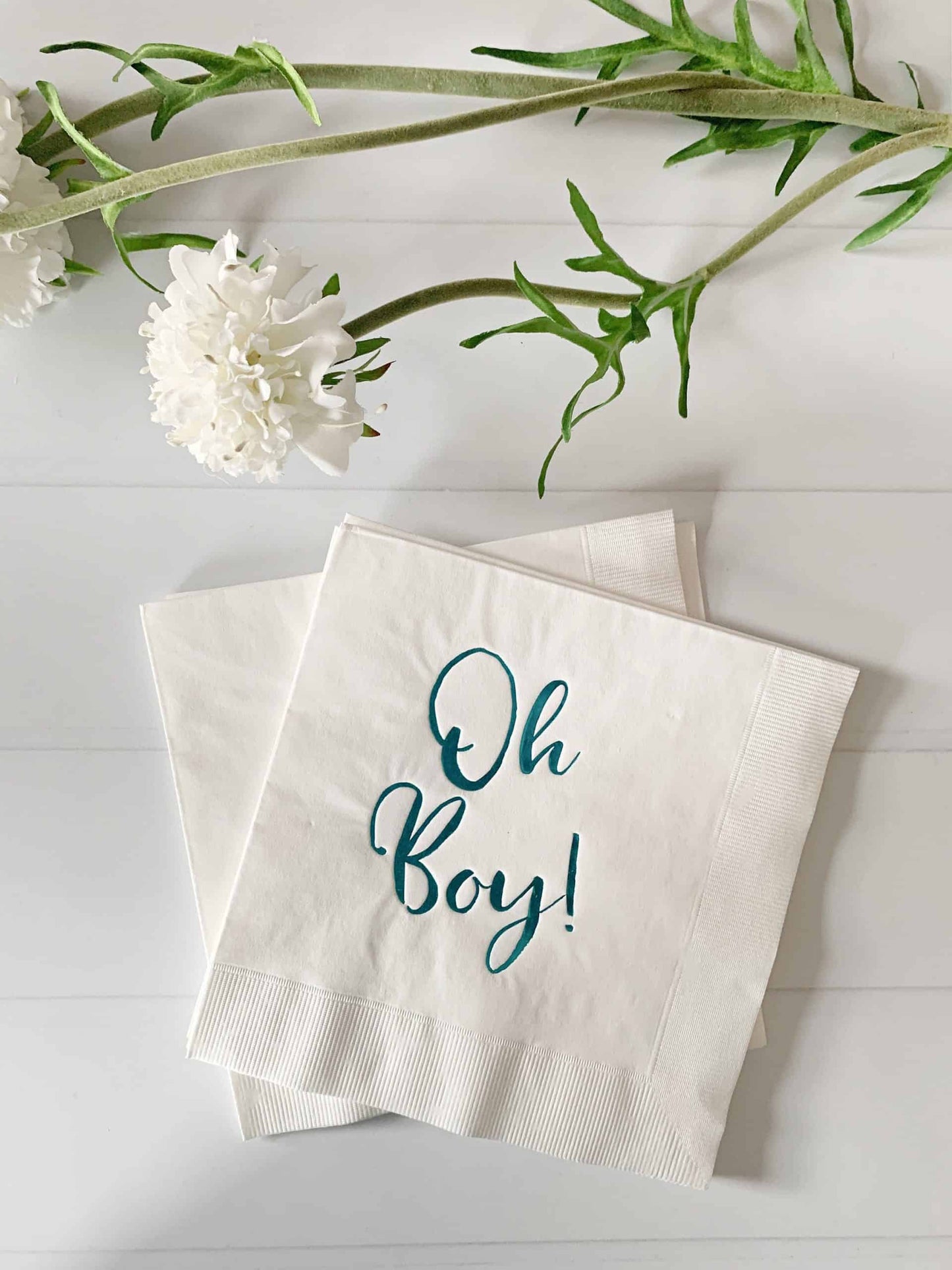 Oh Boy! Teal on White Baby Shower Luncheon Napkins