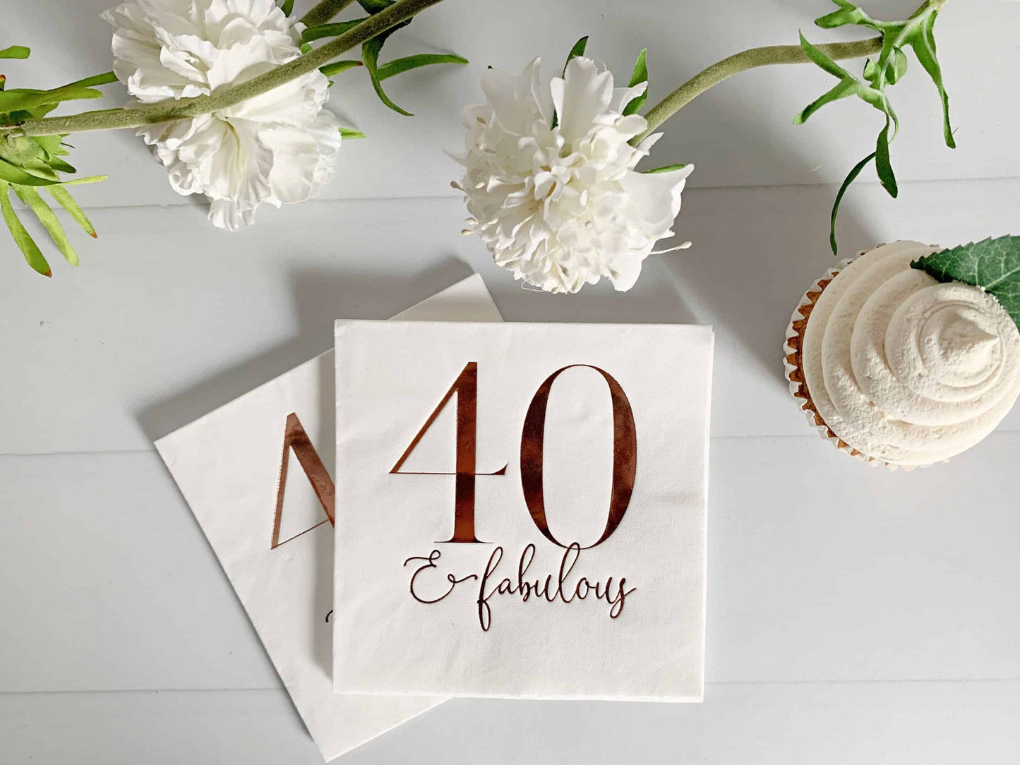 40 & Fabulous Cocktail Napkins - Rose Gold