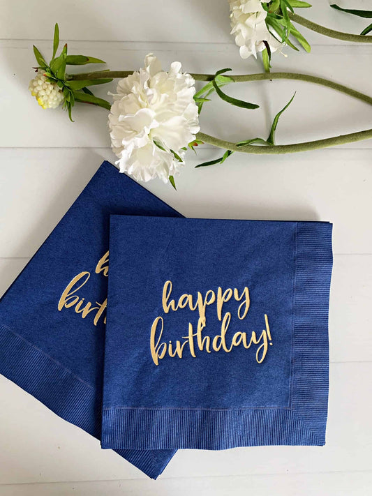 Happy Birthday Napkins - Navy