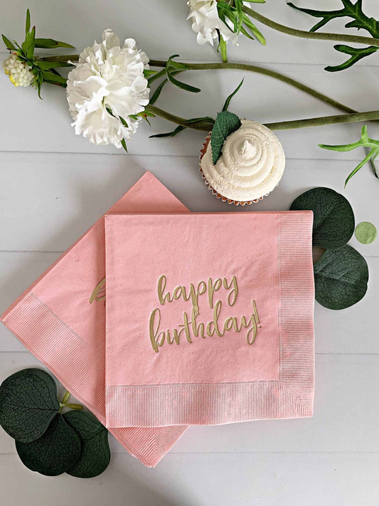 Blush Happy Birthday Napkins