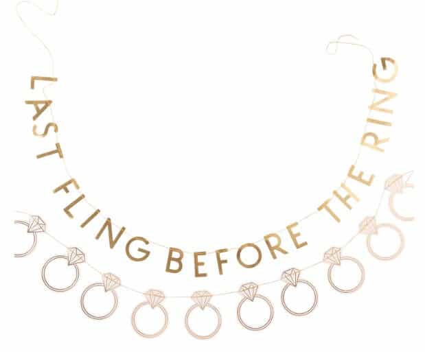 Last Fling Before the Ring Banner "Celebrate your Last Fling before the Ring with our stylish Gold Foil Bachelorette Napkins. Perfect for bachelorette parties, bridal showers, or girl's weekends. #Bachelorette #LastFlingBeforeTheRing #GoldFoil #Napkins #PartySupplies