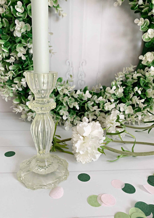 Sage Green Glass Candleholder - Elegant Wedding & Baby Shower Centerpiece Decor