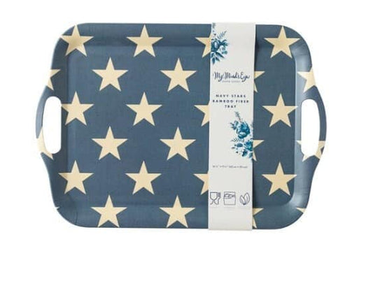 Navy Stars Bamboo Tray