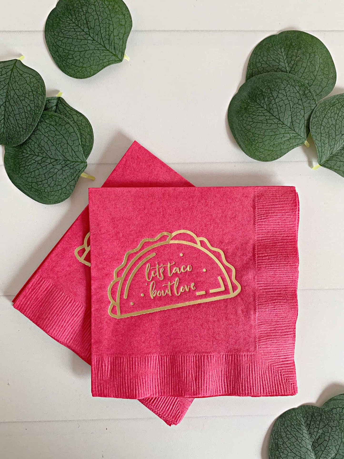 Let's Taco 'Bout Love Napkins - Cocktail Hot Pink