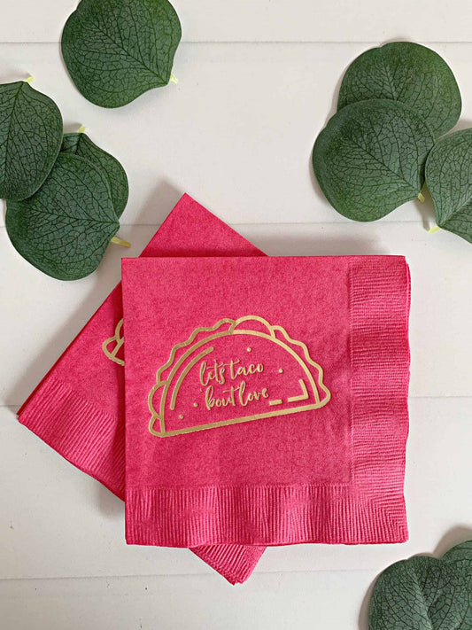 Let's Taco 'Bout Love Napkins - Cocktail Hot Pink