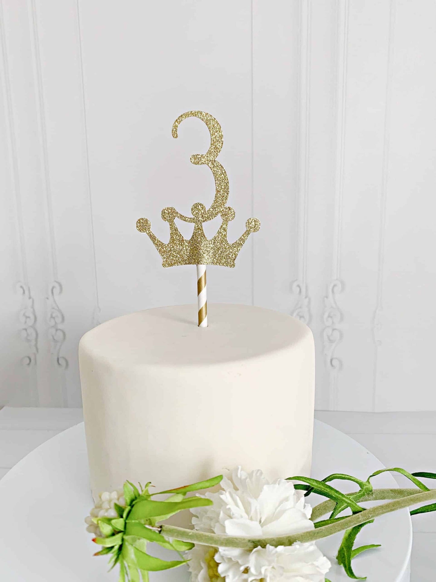 3rd Birthday Crown Cake Topper - Gold