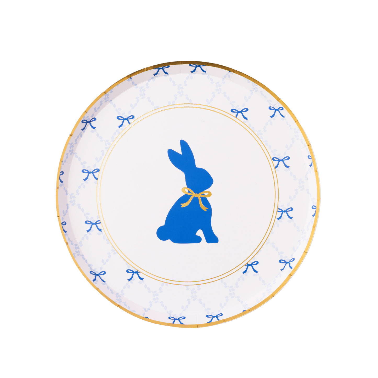 Bunny Party Plates: Blue and Gold Dessert Plates