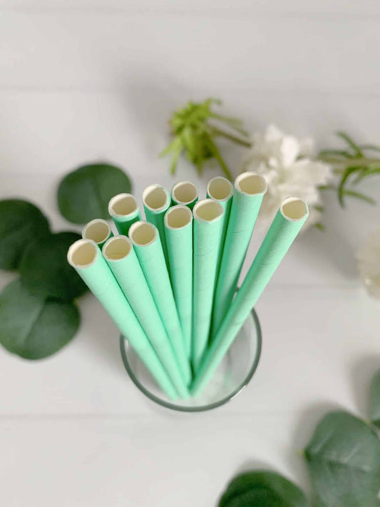 Add a refreshing and stylish touch to your party beverages with our Solid Mint Paper Straws Set. Perfect for a safari baby shower, Little Cutie, or other greenery-themed party, these paper drinking straws are a delightful addition to your party decor. Each set includes 12 mint paper drinking straws. These straws are made with high-quality paper materials, ensuring durability and sturdiness while also being eco-friendly.
