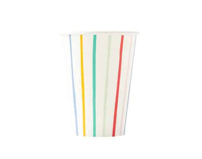 Colorful Striped Paper Cups - Set of 8 Birthday Party Cups 12 oz