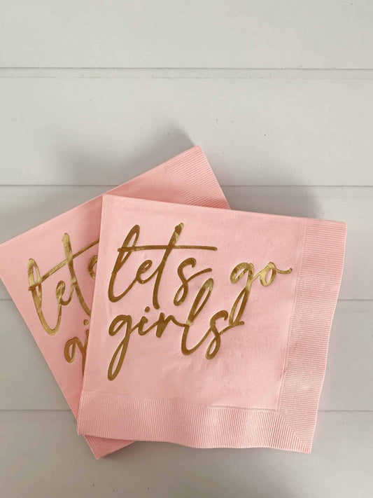 Let's Go Girls Disco Luncheon Napkins - Gold On Pink