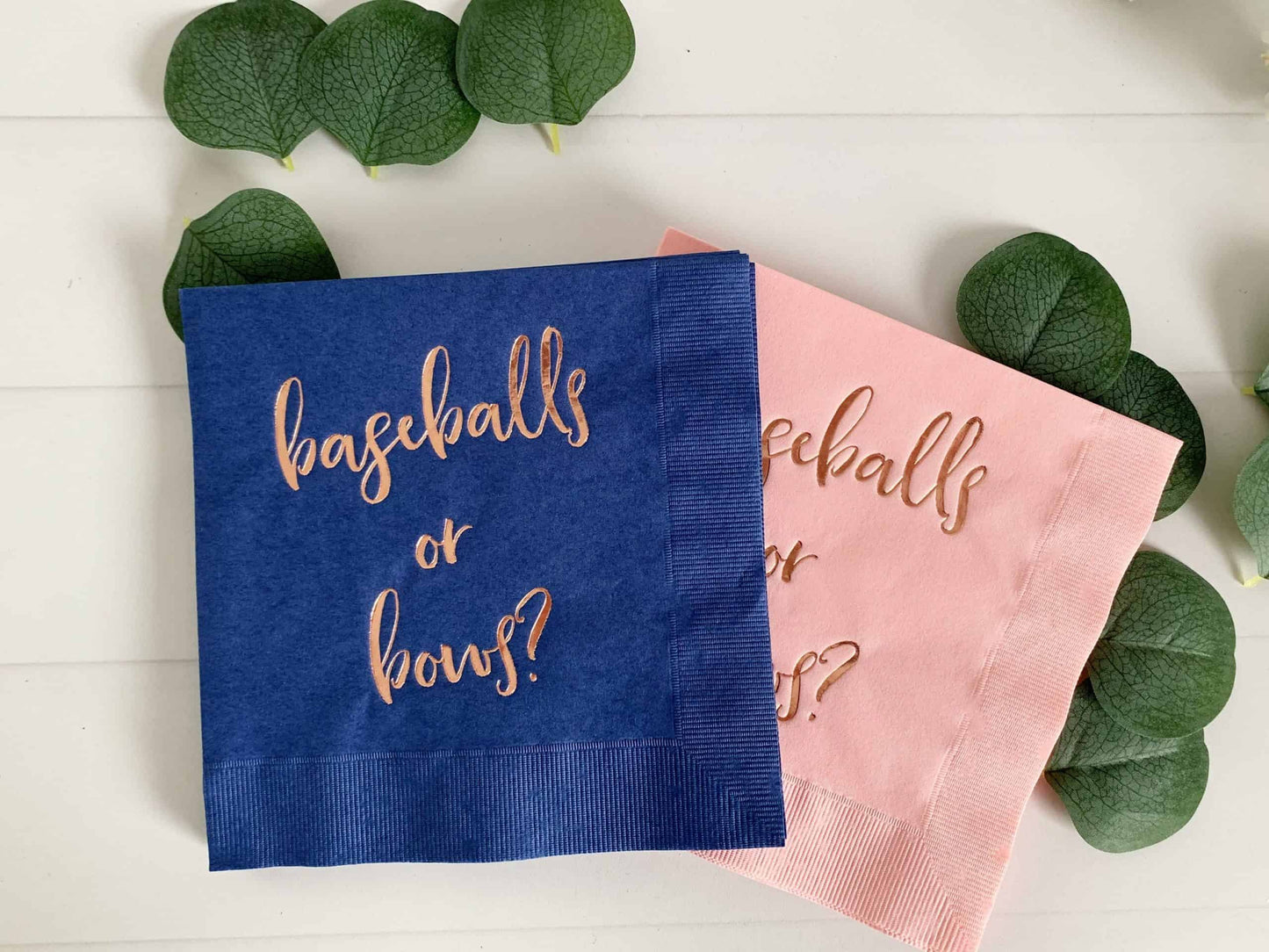 Gender Reveal Baseballs or Bows? Napkins