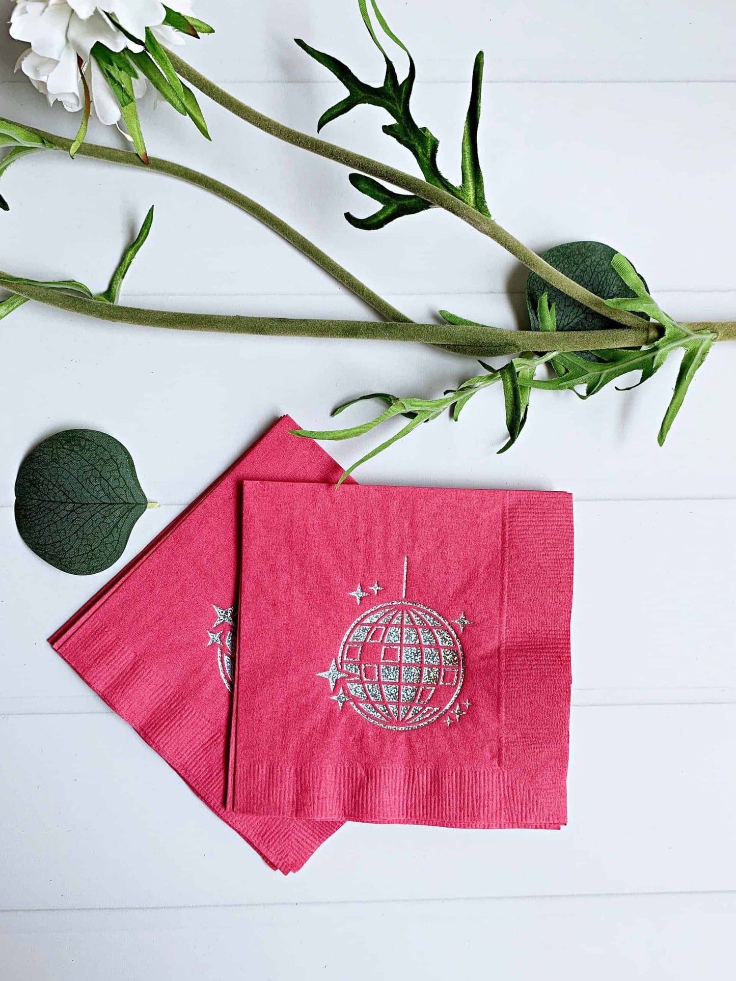 Disco Ball Cocktail Napkins - Hot Pink