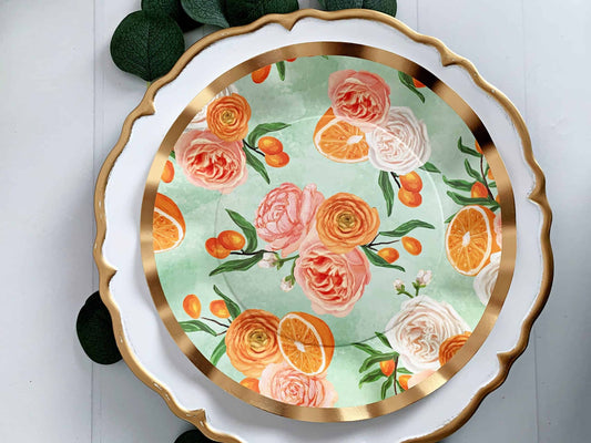 Clementine and Roses Dinner Plates