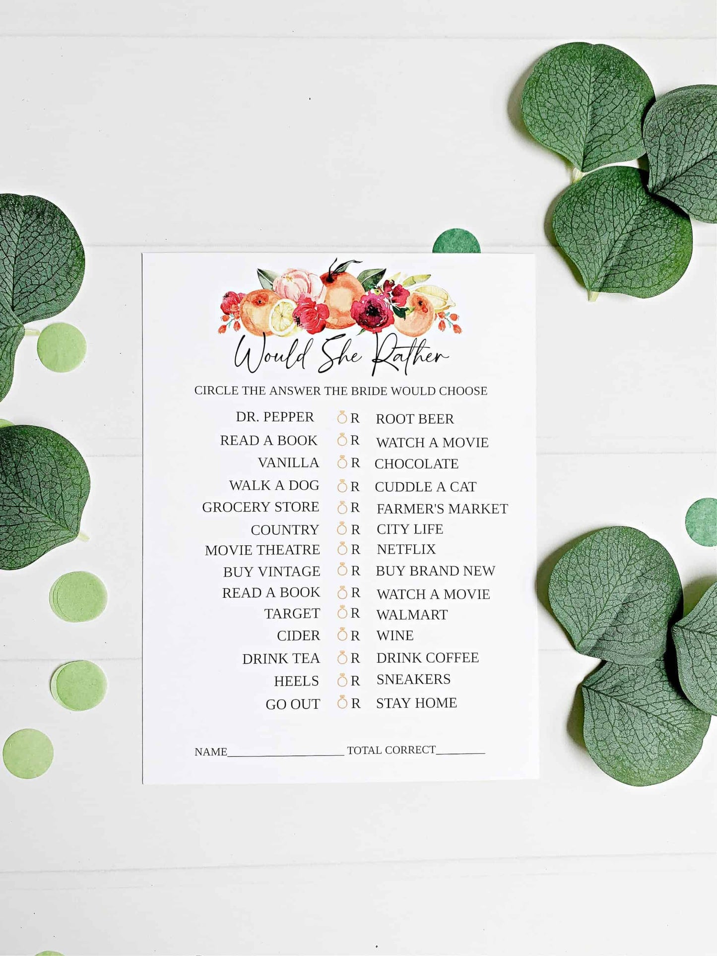 Would she rather citrus inspired bridal shower games.