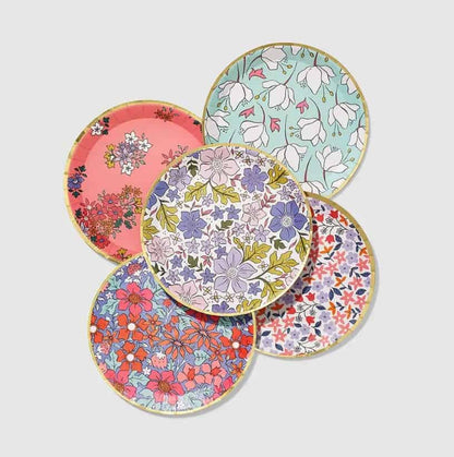 Boho Floral Paper Tea Party Plates - Dessert Sized