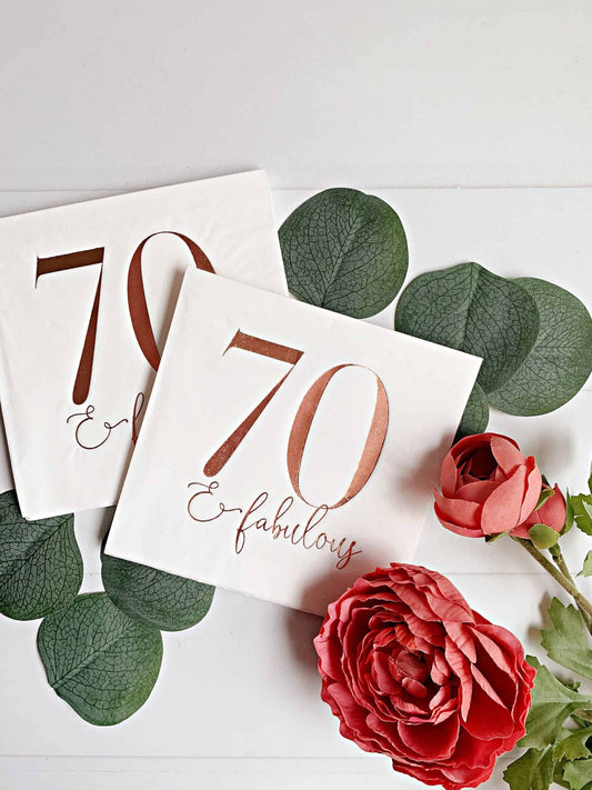 70 & Fabulous Cocktail Napkins - Rose Gold