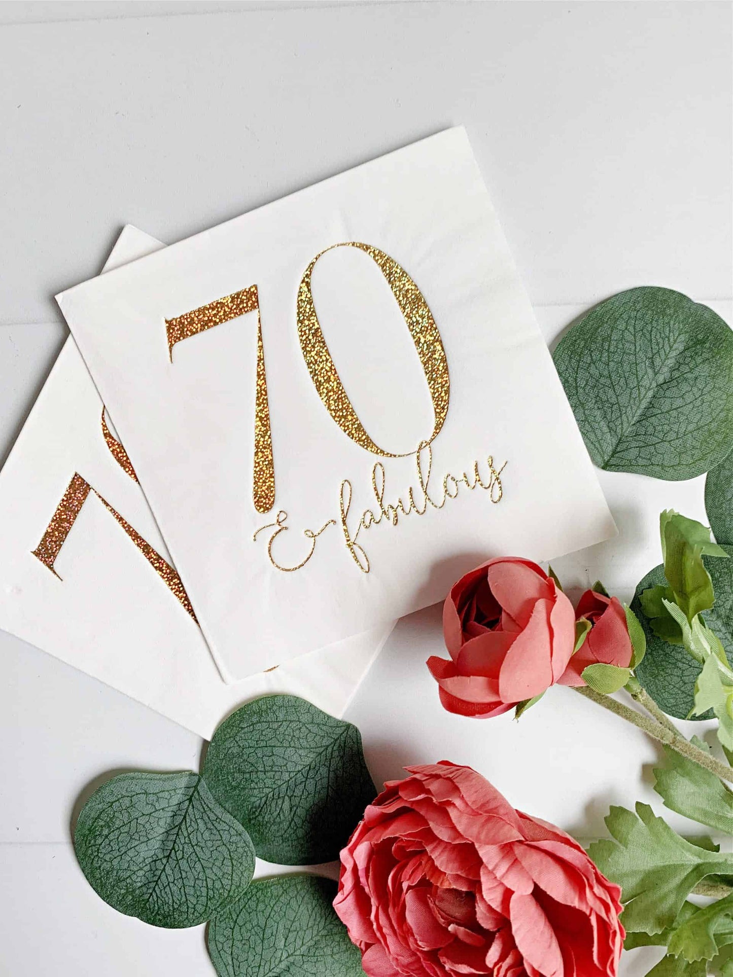 70 & Fabulous Cocktail Napkins - Gold Glitter