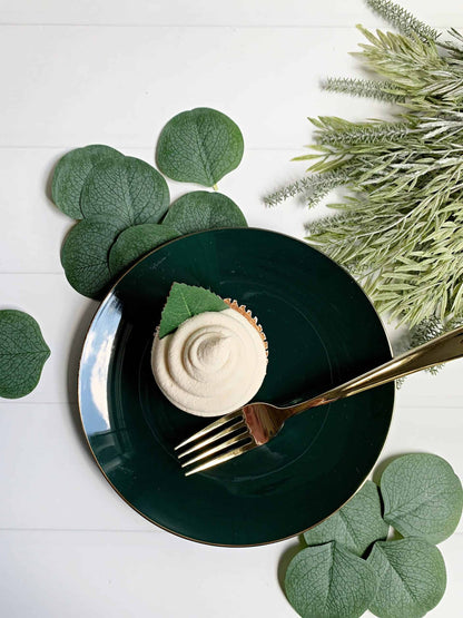 Emerald Green with Gold Dessert Plates - Plastic