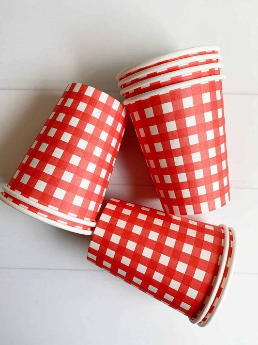 Red Gingham Plaid Cups