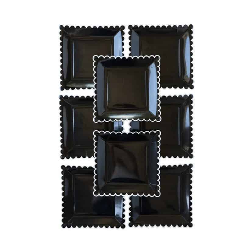 Black Scalloped Plates with White Edge