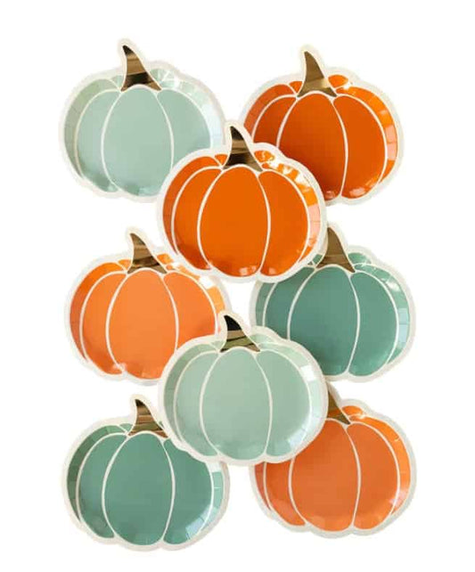 Blue and Orange Pumpkin Plates