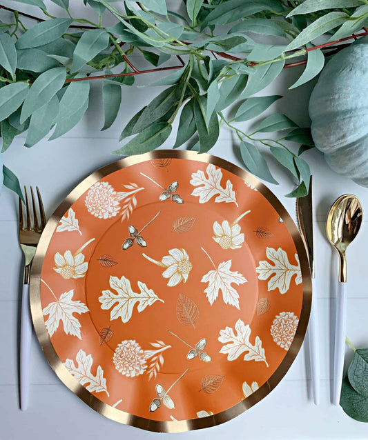Orange Fall Leaves Dinner Plates