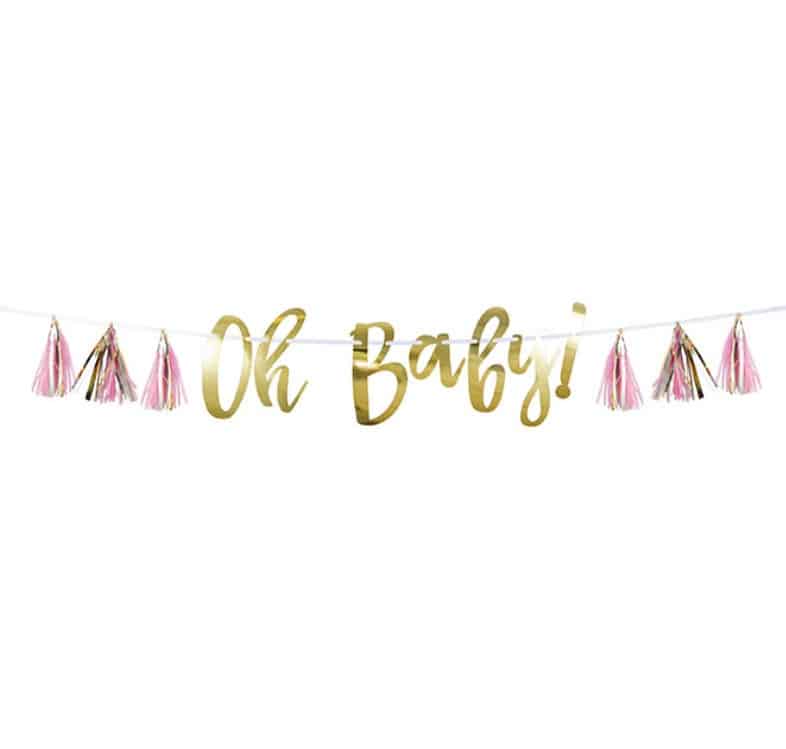 Oh Baby Banner - With Blush Pink Tassels