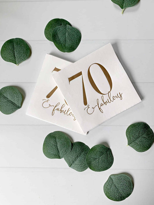 70 & Fabulous Cocktail Napkins - Gold Foil