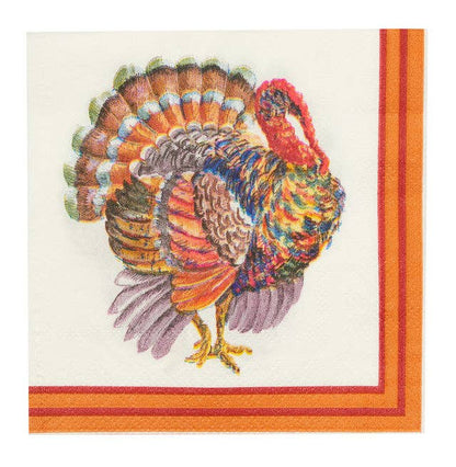Orange Watercolor Turkey Cocktail Napkins