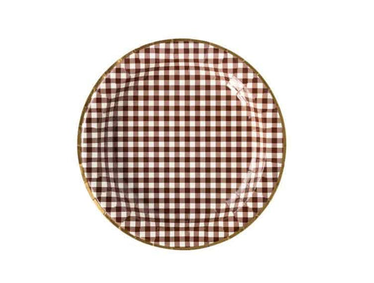Brown Gingham Paper Charger Plates