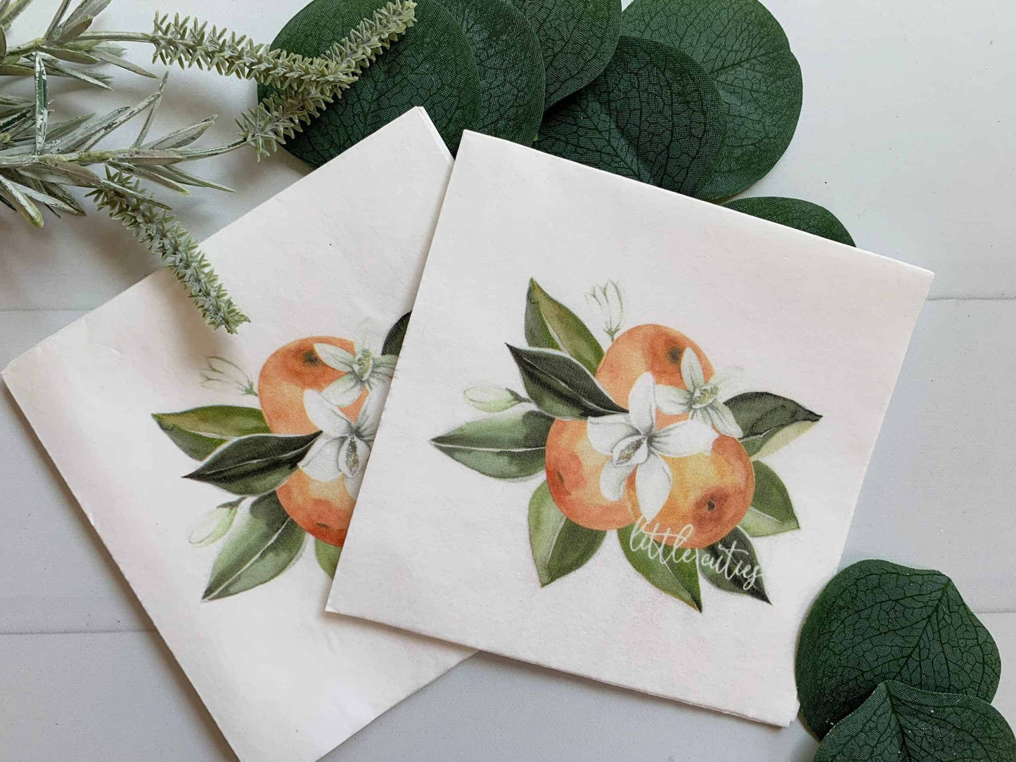 Celebrate your little cuties (perfect for twins!) with our exclusive Little Cutie Cocktail Napkins. With an EnFete original design, these cocktail napkins are perfect for Little Clementine Cutie-themed baby showers. Each set contains 16 cocktail-sized napkins made of high-quality paper.