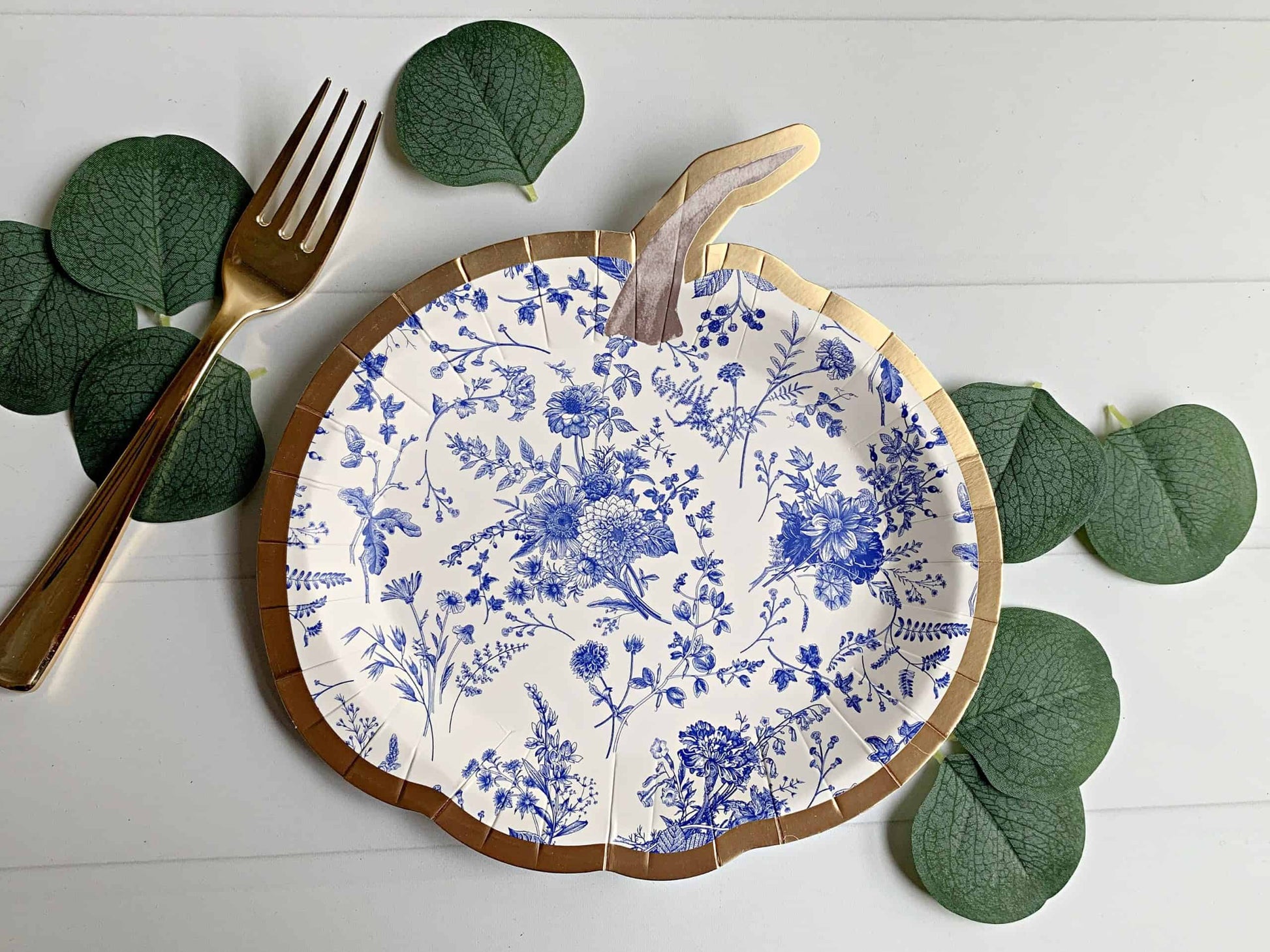 Blue Toile Pumpkin Dessert Plates