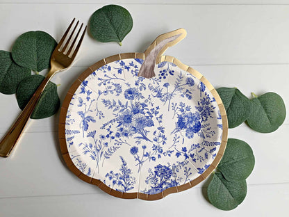 Blue Toile Pumpkin Dessert Plates