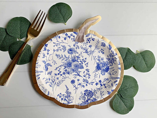 Blue Toile Pumpkin Dessert Plates