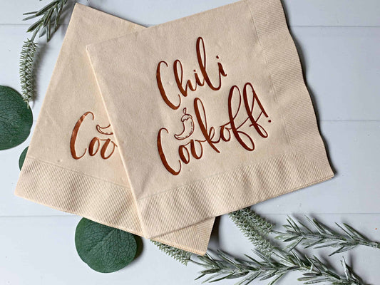 Chili Cook Off Luncheon Napkins for a fun and entertaining community event or office party