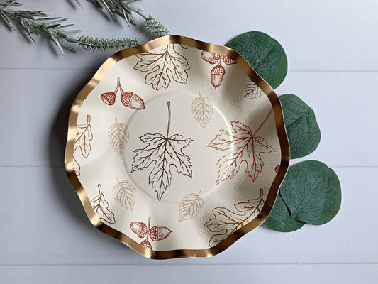 Ivory Fall Leaves Dessert Plate/Bowl