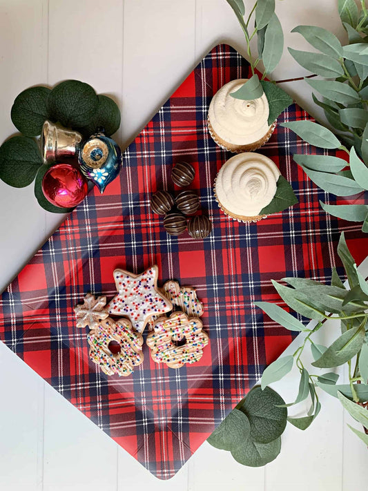 Plaid Serving Tray - Disposable