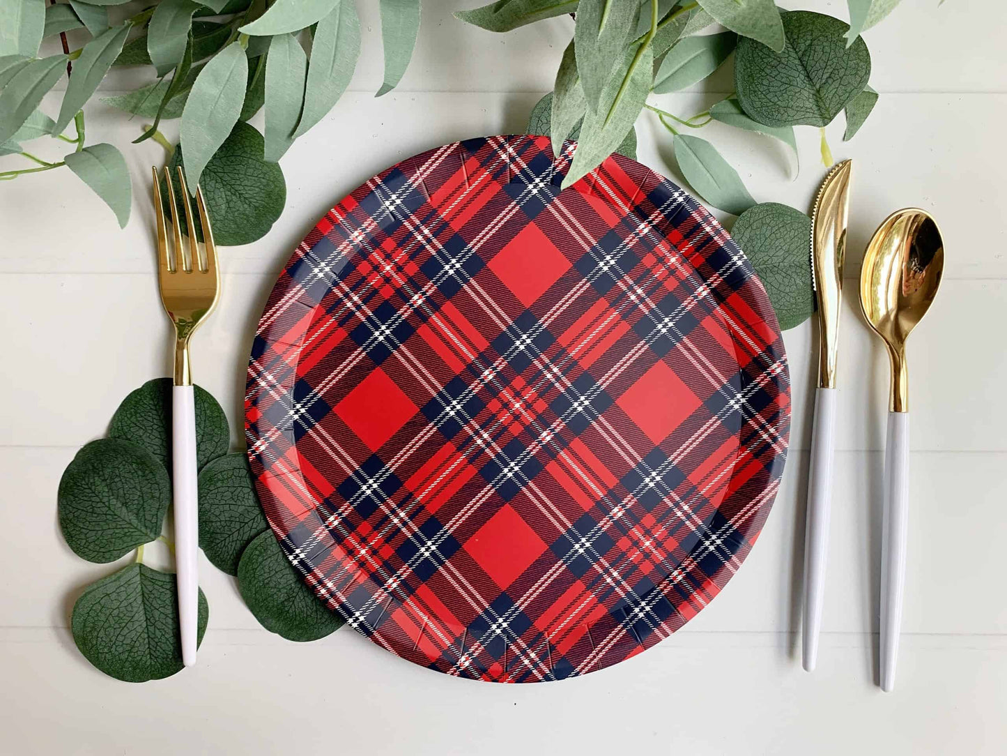 Red Tartan Plaid Dinner Plates