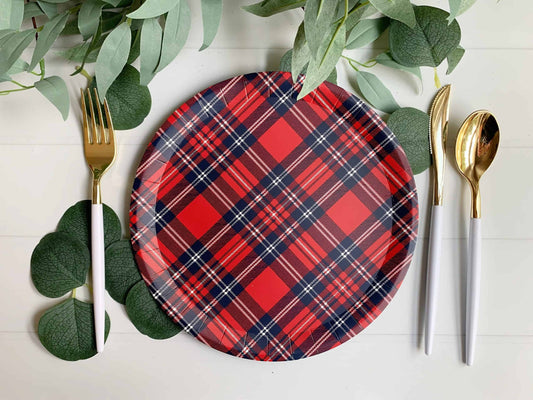 Red Tartan Plaid Dinner Plates