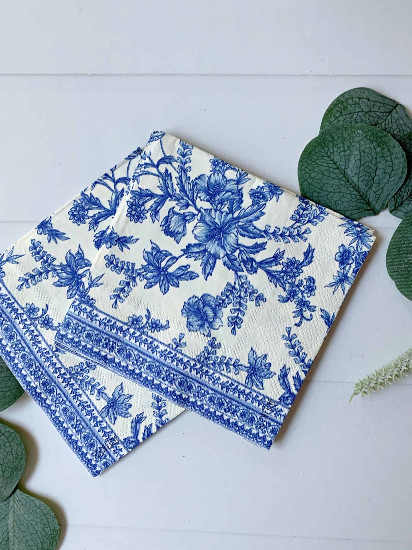 French Blue Toile Cocktail Napkins