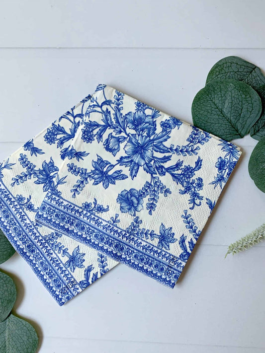 French Blue Toile Cocktail Napkins