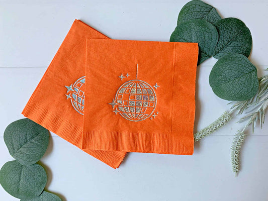 Disco Ball Cocktail Napkins - Orange