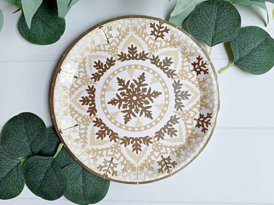 Snowflake Dessert Plates - Gold Foil