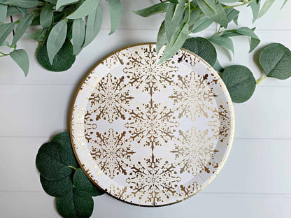 Snowflake Dinner Plates - Gold Foil