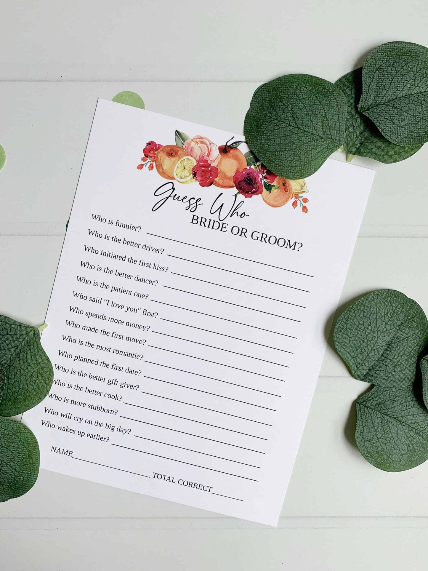 Wedding Shower Game- Would She Rather