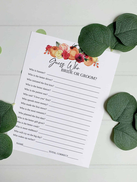 Wedding Shower Game- Would She Rather