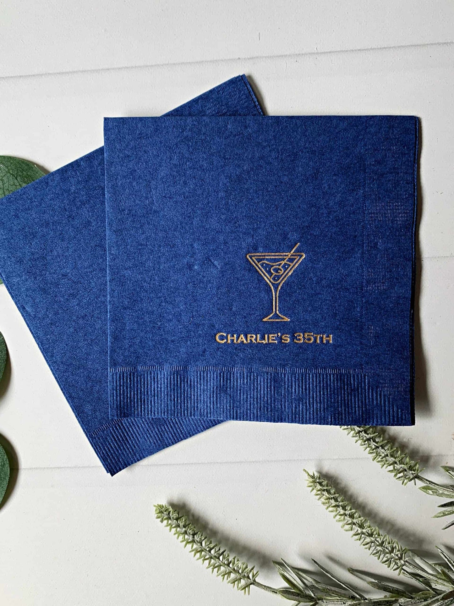 Personalized Martini Glass Cocktail Napkins – Custom Name, Date or Quote