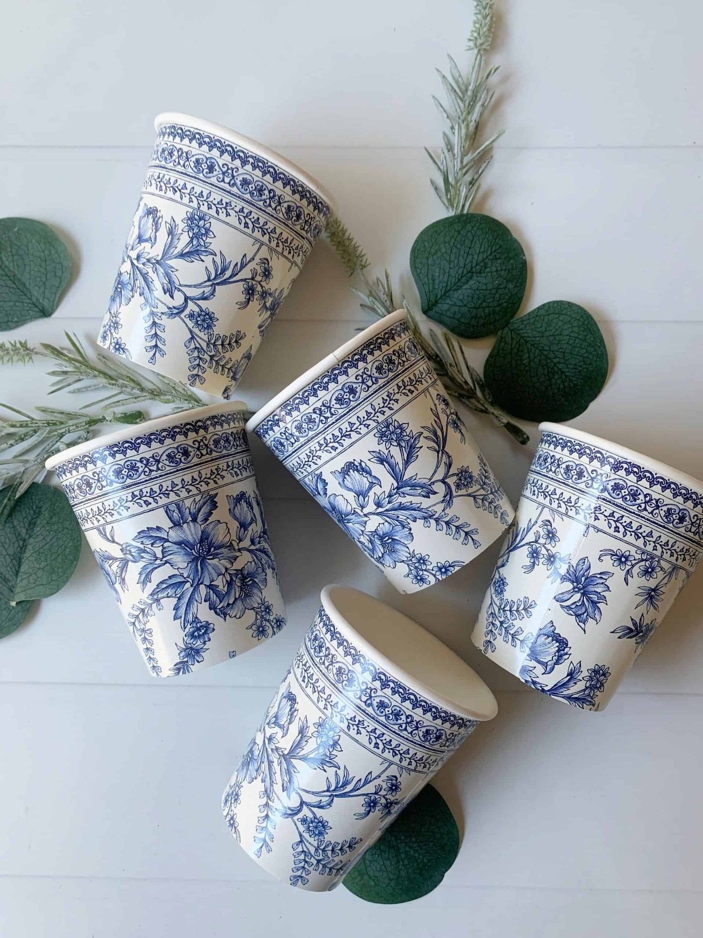 Blue Toile Paper Cups