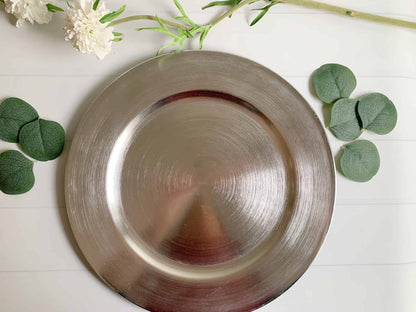 Brushed Silver Charger Plates