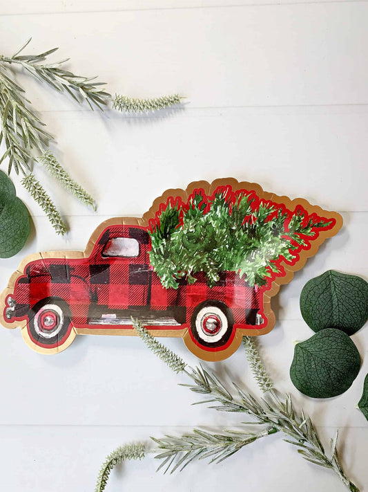 Christmas Truck with Tree Dessert Plates